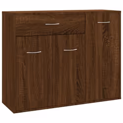 Buffet bahut - Bois dingénierie - 88 x 30 x 70 cm - 3 portes - 1 tiroir - Marron