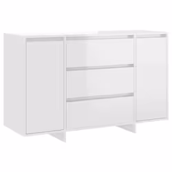 Buffet - Non spécifié - 120 x 41 x 75 cm - 2 portes - 3 tiroirs - Blanc brillant
