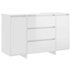 Buffet - Non spécifié - 120 x 41 x 75 cm - 2 portes - 3 tiroirs - Blanc brillant