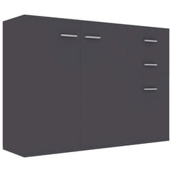 Buffet bahut commode - Inge - 105 x 30 x 75 cm - 3 portes - 2 tiroirs - Bois dingénierie