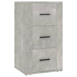 Buffet bahut commode - Bois dingénierie - 3 tiroirs - 40 x 33 x 70 cm - Gris béton - Meuble de cuisine