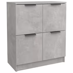 Buffet bahut commode - Bois dingénierie - 4 portes - 60 x 30 x 70 cm - Gris béton - Design contemporain