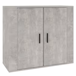Buffet bahut - Bois dingénierie - 80 x 33 x 70 cm - 2 portes - Gris béton - Meuble de rangement