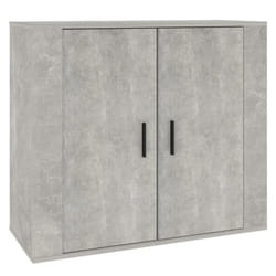 Buffet bahut - Bois dingénierie - 80 x 33 x 70 cm - 2 portes - Gris béton - Meuble de rangement
