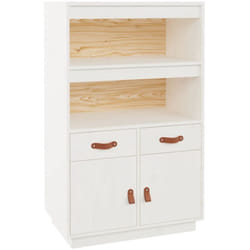 Buffet bahut commode armoire meuble de rangement organisateur cuisine salle de séjour salon haut 67 x 40 x 108,5 cm bois massif de pin blanc
