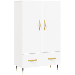 Buffet bahut commode armoire meuble de rangement organisateur cuisine salle de séjour salon haut 69,5 x 31 x 115 cm bois d'ingénierie blanc