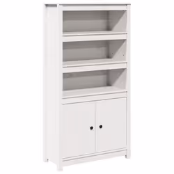 Buffet haut - Bois de pin - 80 x 35 x 154 cm - 2 portes - Rangement cuisine - Style classique