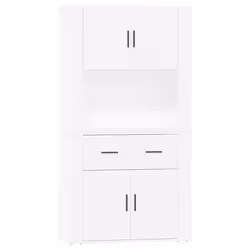 Buffet haut - Meuble de cuisine - Blanc - Bois dingénierie - 80x33x70 cm - Montage facile