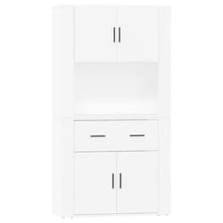 Buffet haut - Meuble de cuisine - Blanc - Bois dingénierie - 80x33x70 cm - Montage facile