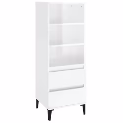 Buffet bahut - Non spécifié - 40 x 36 x 110 cm - Blanc brillant - 2 tiroirs - 3 étagères ouvertes