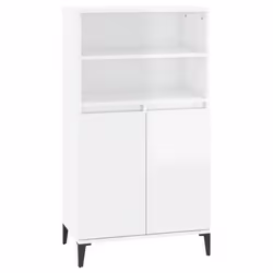 Buffet haut - Non spécifié - 60 x 36 x 110 cm - Bois dingénierie - Blanc brillant - 2 portes