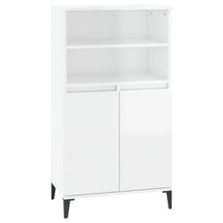 Buffet haut - Non spécifié - 60 x 36 x 110 cm - Bois dingénierie - Blanc brillant - 2 portes