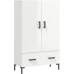 Buffet bahut commode armoire meuble de rangement organisateur cuisine salle de séjour salon haut brillant 69,5 x 31 x 115 cm bois d'ingénierie blanc