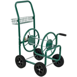Helloshop26 - Enrouleur de tuyau d'arrossage 3/4 pouce métal 92 cm vert