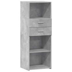 Buffet haut - Meuble de séjour - Bois dingénierie - Gris béton - 45 x 425 x 124 cm - Design intemporel