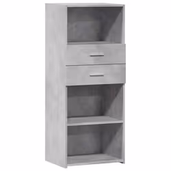 Buffet haut - Meuble de séjour - Bois dingénierie - 50 x 425 x 124 cm - Gris béton - Design classique