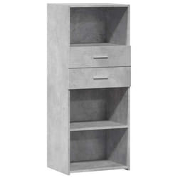 Buffet haut - Meuble de séjour - Bois dingénierie - 50 x 425 x 124 cm - Gris béton - Design classique