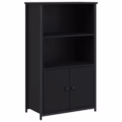 Buffet bahut commode - Noir - 62 x 32 x 1035 cm - Bois dingénierie - Design contemporain - 2 portes