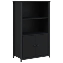 Buffet bahut commode - Noir - 62 x 32 x 1035 cm - Bois dingénierie - Design contemporain - 2 portes