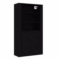 Buffet haut - Noir - Bois dingénierie - 80x33x70 cm - Meuble de rangement - Cuisine
