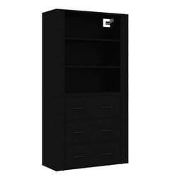 Buffet haut - Noir - Bois dingénierie - 80x33x70 cm - Meuble de rangement - Cuisine