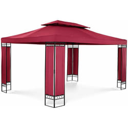 Helloshop26 - Pergola pavillon barnum tonnelle tente abri gazebo de jardin terrasse beige rouge - 3 x 4 m - 160 g/m²