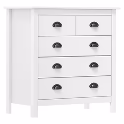 Buffet - Hill - 79x40x80 cm - Bois massif - 5 tiroirs - Blanc mat