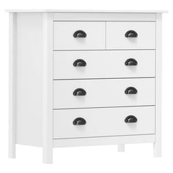Buffet - Hill - 79x40x80 cm - Bois massif - 5 tiroirs - Blanc mat