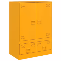 Buffet bahut - Non spécifié - Jaune moutarde - Acier laminé à froid - 2 portes - 2 tiroirs