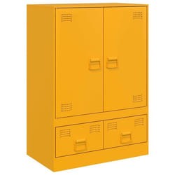 Buffet bahut - Non spécifié - Jaune moutarde - Acier laminé à froid - 2 portes - 2 tiroirs