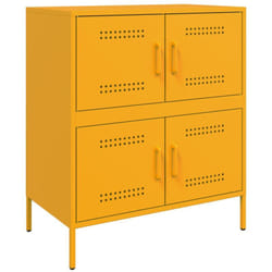 Buffet bahut commode armoire meuble de rangement organisateur cuisine salle de séjour salon jaune moutarde 68 x 39 x 79 cm acier Jaune