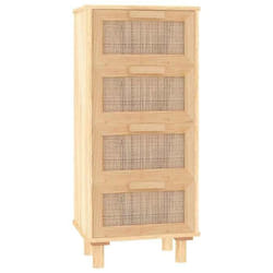 Buffet bahut commode - MARQUE - 4 tiroirs - Bois dingénierie - 40 x 30 x 90 cm - Marron