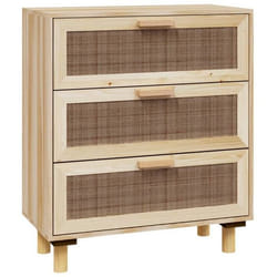 Buffet bahut commode - MARQUE - 60 x 30 x 70 cm - Bois de pin - 3 tiroirs - Marron