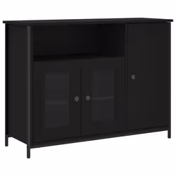Buffet - Inge - 100x35x75 cm - Bois dingénierie - Noir - Rangement classique