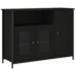 Buffet - Inge - 100x35x75 cm - Bois dingénierie - Noir - Rangement classique
