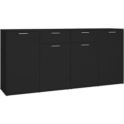 Buffet bahut commode armoire meuble de rangement organisateur cuisine salle de séjour salon 160 x 36 x 75 cm bois d'ingénierie noir