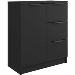Buffet bahut commode armoire meuble de rangement organisateur cuisine salle de séjour salon 60 x 30 x 70 cm bois d'ingénierie noir
