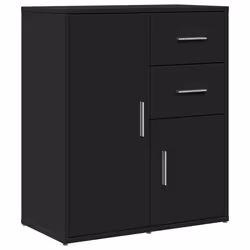 Buffet - Bois dingénierie - Noir - 60 x 31 x 70 cm - Meuble de rangement - Cuisine/Salle de séjour