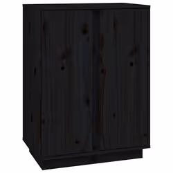 Buffet bahut - Bois de pin massif - Noir - 60 x 35 x 80 cm - Meuble de rangement - Style classique