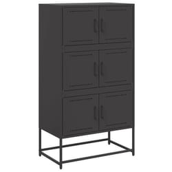 Buffet bahut commode - Acier - Noir - 685 x 385 x 1235 cm - 6 compartiments - Style industriel