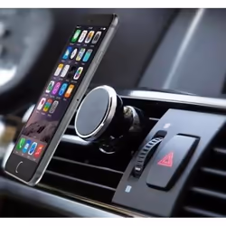 Support Voiture Magnétique pour Smartphone Aimant Noir Ventilateur Universel 360 Rotatif
