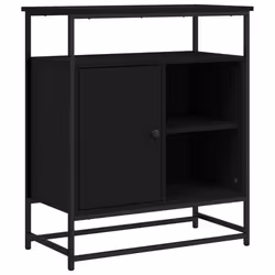 Buffet - Bois dingénierie - Noir - 69 x 35 x 80 cm - Meuble de rangement - Style classique