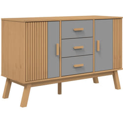 Buffet bahut commode armoire meuble de rangement organisateur cuisine salle de séjour salon et 114 x 43 x 73,5 cm bois massif de pin gris