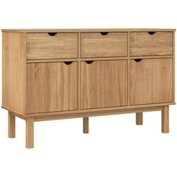 Buffet bahut commode armoire meuble de rangement organisateur cuisine salle de séjour salon 114 x 43 x 73,5 cm bois massif de pin marron