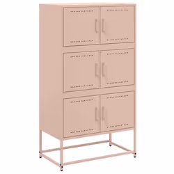 Buffet bahut - Acier - 685 x 385 x 1235 cm - 6 compartiments - Rose - Meuble de salon