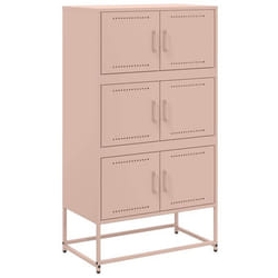 Buffet bahut - Acier - 685 x 385 x 1235 cm - 6 compartiments - Rose - Meuble de salon