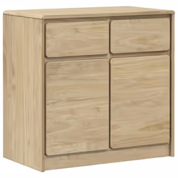 Buffet - SAUDA - Armoire de rangement - Bois de pin massif - 2 tiroirs - 2 portes