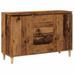Buffet - Vieux Bois - 102 x 35 x 70 cm - 2 Portes - 2 Tiroirs - Meuble de Rangement Multifonctionnel