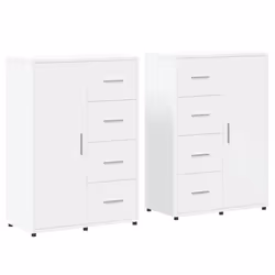 Buffet bahut - MARQUE - Lot de 2 - Bois dingénierie - 60 x 31 x 84 cm - Blanc