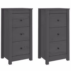 Buffet - Bois de pin - Lot de 2 - 40 x 35 x 80 cm - Couleur gris - Meuble de rangement